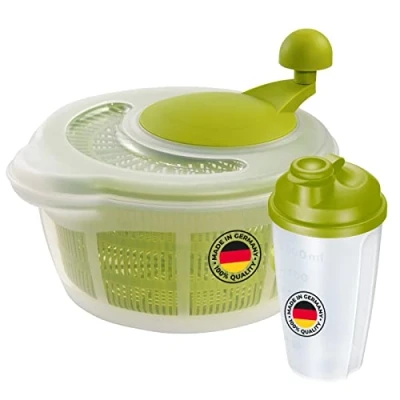 Imagen de Westmark Set de ensalad: 1 ensaladera, 5 L + Agitador aderezos 0, l, Plástico, Sin BPA, Fortuna, Color: Transparente/Verde, 243222E7