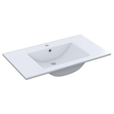 Imagen de Lavabo PMMA Color Blanco, Pila Lavamanos Rectangular, Baño, Medidas: 81,5 cm (Ancho) x 13 (Alto) 46 (Fondo)