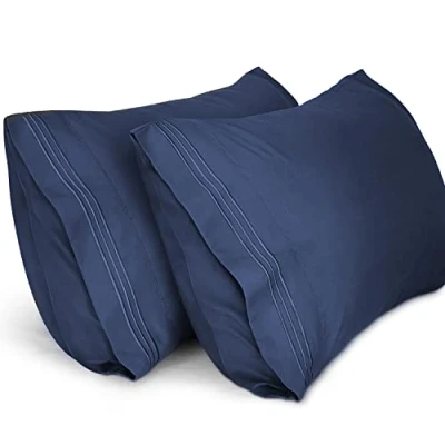 Imagen de Lirex 2 Pack Fundas de Almohada 1800 Hilos, Tamaño 50 cm x 75 Microfibra Suave Cepillada, Transpirables sin Arrugas y Lavables a Máquina, Azul