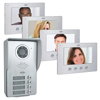 Imagen de ELRO Videoportero DV477W4 de la familia 4 con pantalla a colores, cámara visión nocturna, tecnología hilos, 16 tonos llamada, gris, talla única