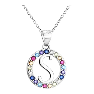 Imagen de Sofia Milani Collar para Mujeres en Plata de Ley 925 con Circonitas Multicolores Colgante Carta S N0532