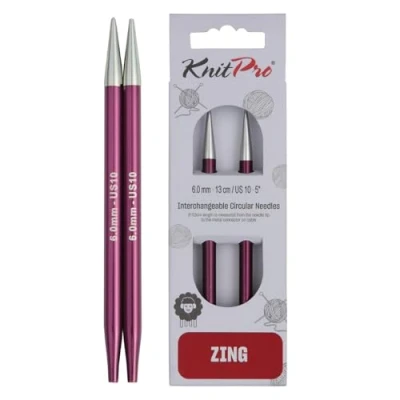 Imagen de Knit Pro Zing: Agujas de Tejer: Circular: Intercambiables: Normal: 6 mm, Aluminio, Multicolor, 6,00 mm