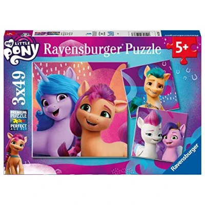 Imagen de Ravensburger Puzzle: My Little Pony, Puzzle 5 Años o Más, Puzzles Niños Años, Rompecabezas Niños, Puzzle, Regalo Niña Jigsaw, 3 x 49 Piezas, Medidas 21x21cm