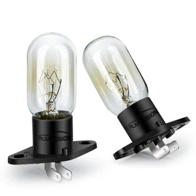 Imagen de Ruiandsion Bombilla de microondas Z187 250V 2A 25W lámpara para horno pera universal, blanco cálido (paquete 2)