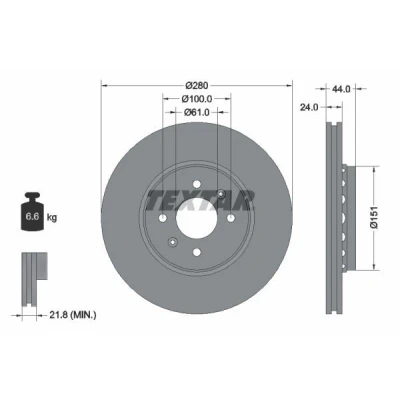 Imagen de TEXTAR PRO 92254603 Disco de freno RENAULT: MEGANE 2, CLIO 3, DACIA: Lodgy, Dokker Express, Familiar