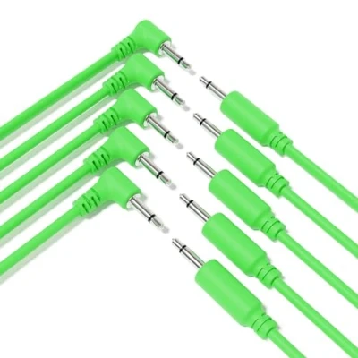 Imagen de ExcelValley 5 Pack Cables de Conexión Mono Modulares Híbridos TS 3,5mm 1/8&quot;Eurorack Sintetizador [Verde 15cm 6&quot;]