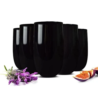 Imagen de Sendez 6 vasos negros de 420 ml, agua, zumo y cócteles