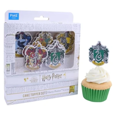 Imagen de PME Harry Potter Toppers para Pasteles, Set de 15, Escudos Hogwarts