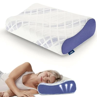 Imagen de LAMB almohada cervical de espuma viscoelástica, ergonómica, para dormir lado y espalda, cojín con funda