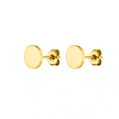 Imagen de PURELEI® pendientes Coin (oro, plata), de tuerca para mujer y hombre, Acero inoxidable, pequeños redondos unisex resistentes, diámetro 7,5 mm, Sin