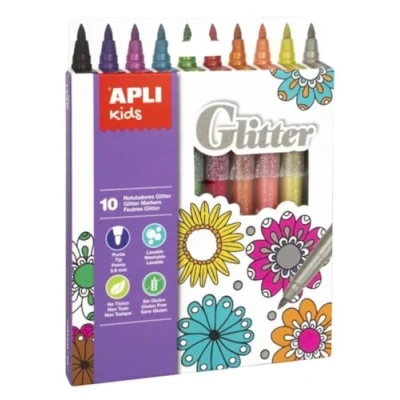 Imagen de APLI Kids 18218 Rotuladores Glitter , 10 Colores Purpurina