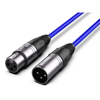 Imagen de Audibax Silver Cable XLR Macho a Hembra Longitud 20 Metros Conectores OFC de Alta Transmisión Señal Recubrimiento PVC Máximo Aislamiento Diámetro 6 mm Color Azul