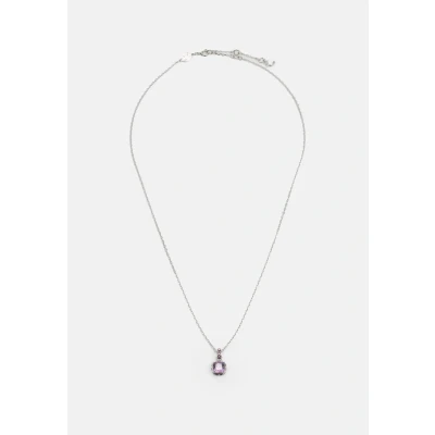 Imagen de Swarovski Colgante Birthstone, Talla cuadrada, Febrero, Rosa, Baño de rodio