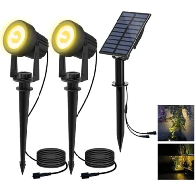Imagen de T SUN Foco Solar Exterior 2 en 1 Luces Solares Jardín 3000K Luz Super Brillante Iluminación, Impermeable IP65, 270º Gran Angular de Iluminación para Camino Césped Entrada