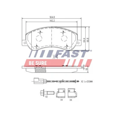 Imagen de FAST FT29522 Juego de pastillas freno Eje delantero con sensor desgaste incorporado FORD: Transit Mk6 Furgón