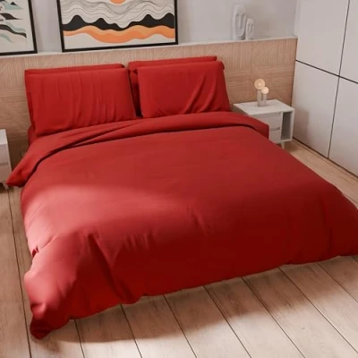Imagen de PETTI Artigiani Italiani Funda nórdica de Matrimonio, y Fundas Almohada Microfibra, Color Liso, 100% Fabricada en Italia