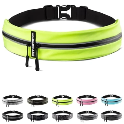 Imagen de Fitgriff® Riñonera Running Deportiva Cinturon Correr Hombre y Mujer Porta Movil (para Todos los Smartphones) para Deporte, Walking (Neon Yellow, 62 90cm de Cintura)
