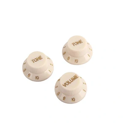 Imagen de Alnicov Perillas de control guitarra 1 volumen y 2 tonos, se adapta a pomos métricos compatibles con piezas eléctrica Fdstrat Stratocaster Style (amarillo crema)