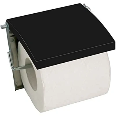 Imagen de MSV Soporte de Papel higiénico Acero Inoxidable/MDF, Negro Mate