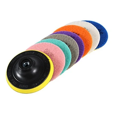 Imagen de Juego de 8 piezas 4inch /100mm Discos abrasivos agua, Almohadillas Pulido en Seco Húmedo con Adhesivos para Piedra Hormigón Mármol Granito 50/100/300/800/1500/2000/3000