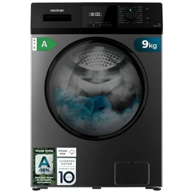 Imagen de Cecotec Lavadora 9Kg Carga Frontal Bolero Dresscode 9410 Inverter Steel A. 1900W, 1400 rpm Regulables, 16 Programas, Motor Plus, Bajo Consumo, Vapor, Esterilización de la Ropa