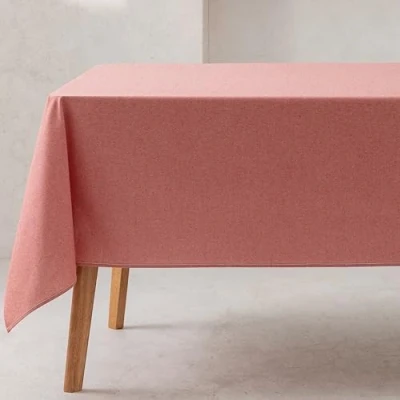 Imagen de GAMUSI Mantel Liso Tela algodón orgánico Impermeable Antimanchas Rectangular Color Rojo 140x180 cm