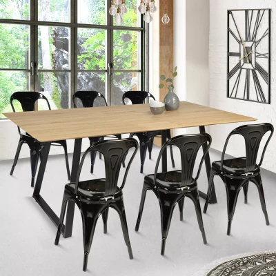 Imagen de IDMarket Mesa de comedor extensible rectangular Havana 6 8 personas, diseño industrial 150 180 cm