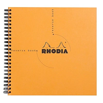 Imagen de Clairefontaine ES Libreta Rhodia Reverse Book, de anillas, a cuadros, 21 x cm, 80 hojas, color naranja Orange
