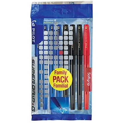 Imagen de PILOT Supergrip G Juego de 8 bolígrafos punta media, color azul y negro