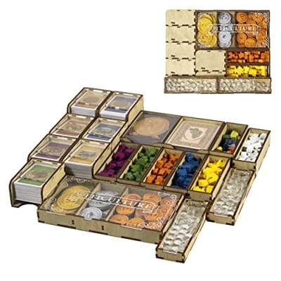 Imagen de SMONEX Viticulture Organizador de juegos mesa compatible con Essential Edition y todas las expansiones, caja organizadora viticultura hecha madera contrachapada natural