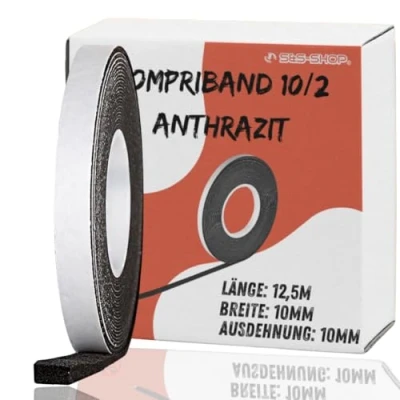 Imagen de 12,5 m banda Acryl 300 10/2, antracita ancho de 10 mm, expandiert 2 a fuente expande cinta aislante Junta ventanas