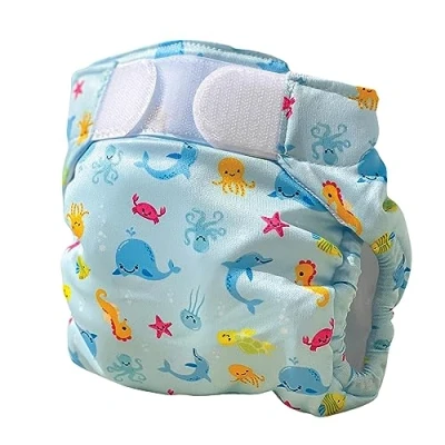 Imagen de FREDS Swim ACADEMY Pañal de natación reutilizable Nappy con cierre velcro, bañador para bebé hecho material suave, ajustable y fácil poner (azul, 1)