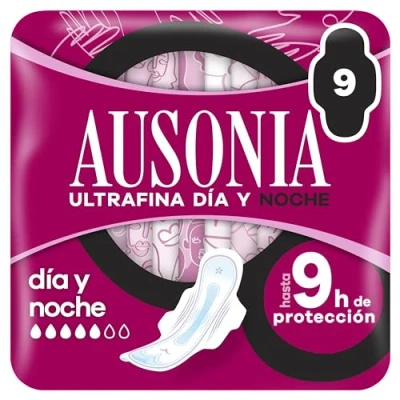Imagen de Ausonia Ultrafina Compresas con Alas, Noche, 9 Unidades, Hasta Horas de Protección