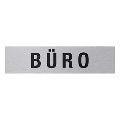 Imagen de Metafranc Cartel adhesivo &quot;Büro&quot; 160 x 40 mm de aluminio en moderno aspecto acero inoxidable Parte trasera autoadhesiva/señalización/cartel informativo/denominación comercial / 507000
