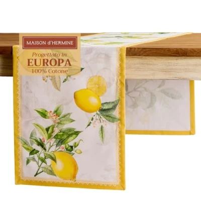 Imagen de Maison d&#039; Hermine Limoncello Camino de Mesa Pascua 100% algodón para Fiesta Cena Vacaciones Cocina Primavera/Verano [Doble Capa (37 cm x 183 cm)]