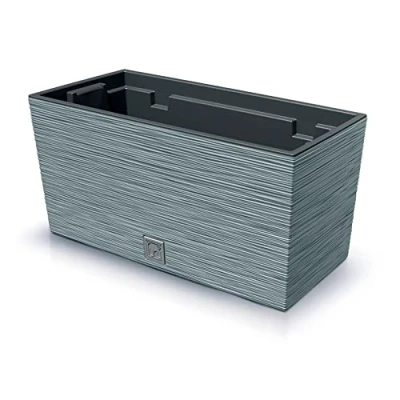 Imagen de Macetero color cemento, con depósito, colección FURU, de 39,5 x 18,5 19,5 cm, capacidad 8 L.