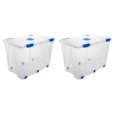 Imagen de AC Pack de 2 Cajas ordenación N.º 19 Contenedor para almacenar Juguetes, Libros, Ropa, Mantas Capacidad 160 litros Dimensiones Aprox.: 83,3 x 52,4 52,8 cm