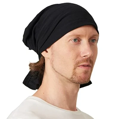 Imagen de CHARM Turbante Sombrero Gorra De Algodón Tocado Chemo Bufanda Cabello Mujer Negro
