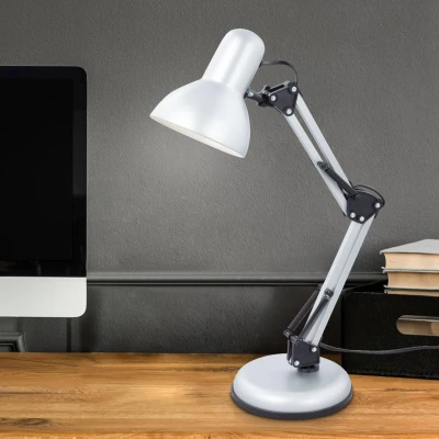 Imagen de Briloner lámpara de escritorio orientable, mesa con interruptor alambre, retro casquillo E14, 546x224 mm (DxH), plateado