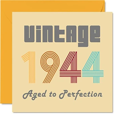 Imagen de tarjetas de cumpleaños 80 para hombres y mujeres, estilo vintage 1944, envejecidas a la perfección, tarjeta divertida ella, 145 mm x mm, felicitación