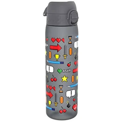 Imagen de ION8 Botella Agua, 500ml, a Prueba de Fugas, Fácil Abrir, Cerradura Segura, Apta para Lavavajillas, Sin BPA, Asa Transporte, Limpiar, Neutro en Carbono, Diseño Video Juego