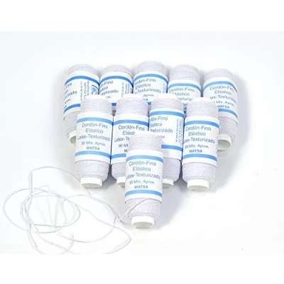 Imagen de Matsa Fruncido 0,7mm, Bobinas de Hilo Máquina Coser, Cordón Elástico Extensiones, Plisar, Ganchillo Costura, Pulseras, Blanco, 300m