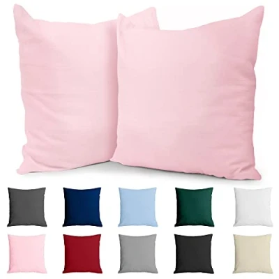 Imagen de Dreamzie Funda de Almohada 80x80 Algodón Reforzado (Pack 2) Rosa Tela Apretada 57 Hilos/cm² 80 x Certificación Oeko Tex