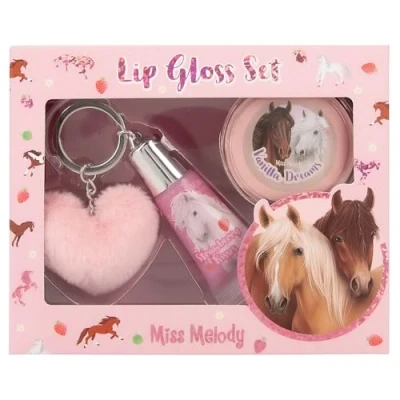 Imagen de Depesche 12941 Miss Melody Set Labios con diseño de Caballo para niños, 2 Brillos Aroma afrutado, Incluye Colgante Peluche, Color Pink (0012941)