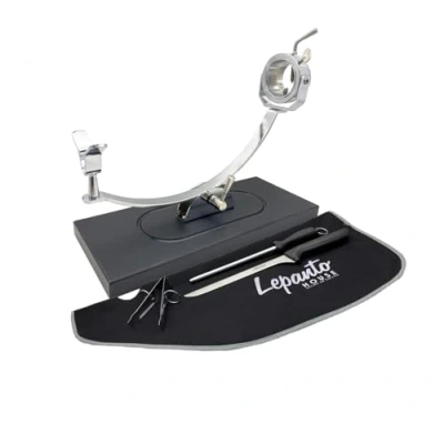 Imagen de FERRETERIA LEPANTO jamonero Profesional Giratorio y basculante, Soporte con Base de Fibra Negra Modelo Serrano (Set Arcos Negro)