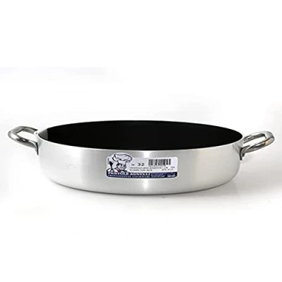 Imagen de Ollas Agnelli Platinum Baja Cazuela de Aluminio, con Dos Asas en Acero Inoxidable, Plata, 45 cm