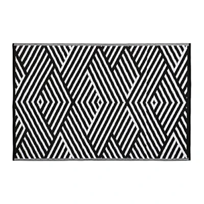 Imagen de JVL Alfombra Ligera Reversible de plástico Tejida para Exteriores, 90 x 150 cm, diseño geométrico