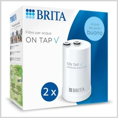 Imagen de BRITA ON TAP V (600L) 2x Cartuchos de recambio filtro agua para sostenible buen sabor, reduce las micro partículas, PFAS, los metales pesados y otras sustancias que alteran el sabor