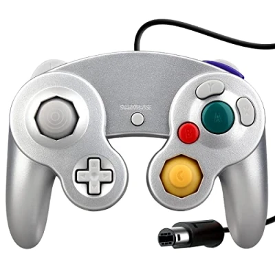 Imagen de OSTENT Wired Shock Clásico Controlador Gamepad Joystick Joypad Compatible para Nintendo GameCube NGC Consola Wii Videojuegos Color Plata