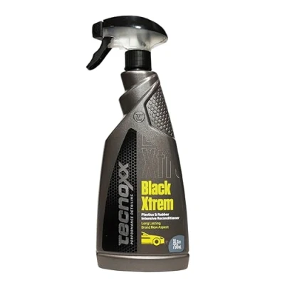 Imagen de Tecnoxx Black Xtrem Restaurador de Plásticos y Gomas exteriores para Coche Protección UV, Brillo Natural, Durabilidad Extrema, 750 mL con Pulverizador Resultados Profesionales
